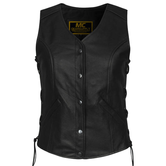 MC40113 CHALECO BODY ¾ CON ESTILO MÁS LARGO PARA MUJER – CORDONES LATERALES