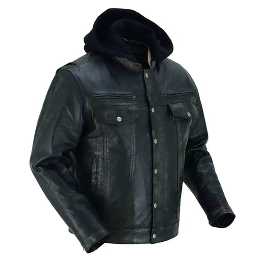 Men's Lightweight Drum Dyed Distressed Naked Lambskin Jacket MC10110