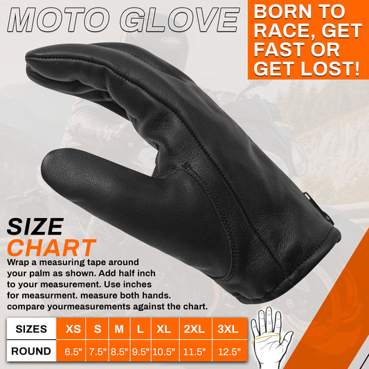 Men's Deerskin Black Leather Lightweight Motorcycle Riders Gloves
