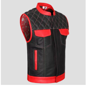 Mens Black Leather Motorcycle Vests For Sale