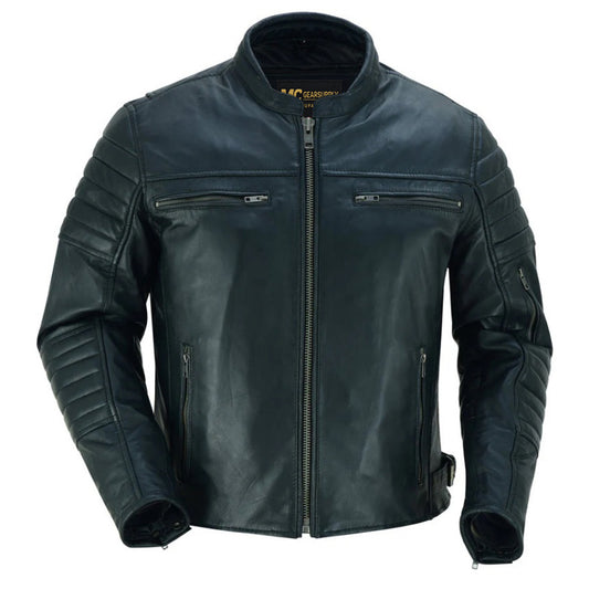 Men’s Lightweight Drum Dyed Naked Lambskin Crossover Scooter Jacket MC10102