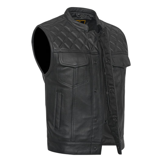 Diamond Pattern Club Vest with Premium Plush Naked Leather MC20112