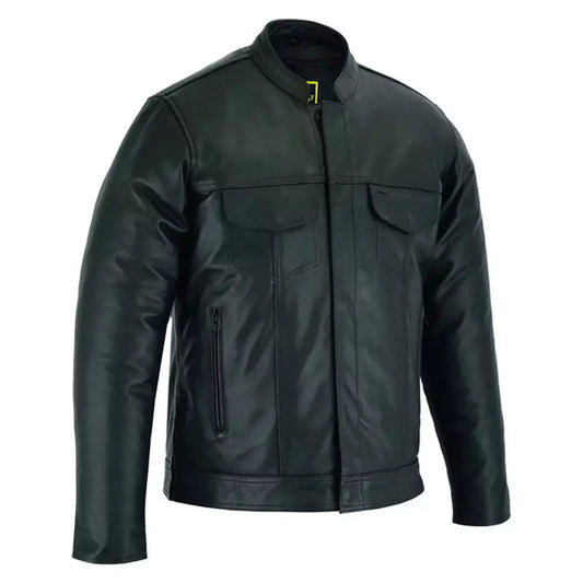 Men's Full Cut Leather Shirt With Zipper MC10103
