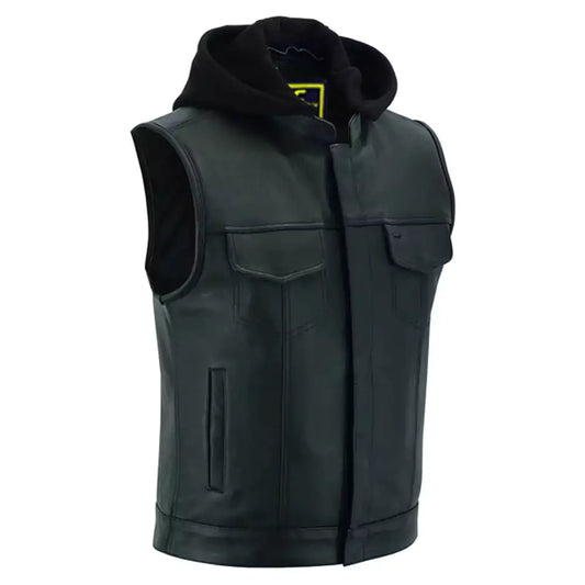 concealed snaps, premium naked cowhide, removable hood & hidden zipper