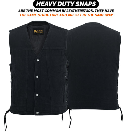 Chaleco vaquero azul con acabado crudo y áspero para hombre MC20117