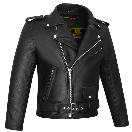 Men's Classic Black Leather Biker Jacket MC10103