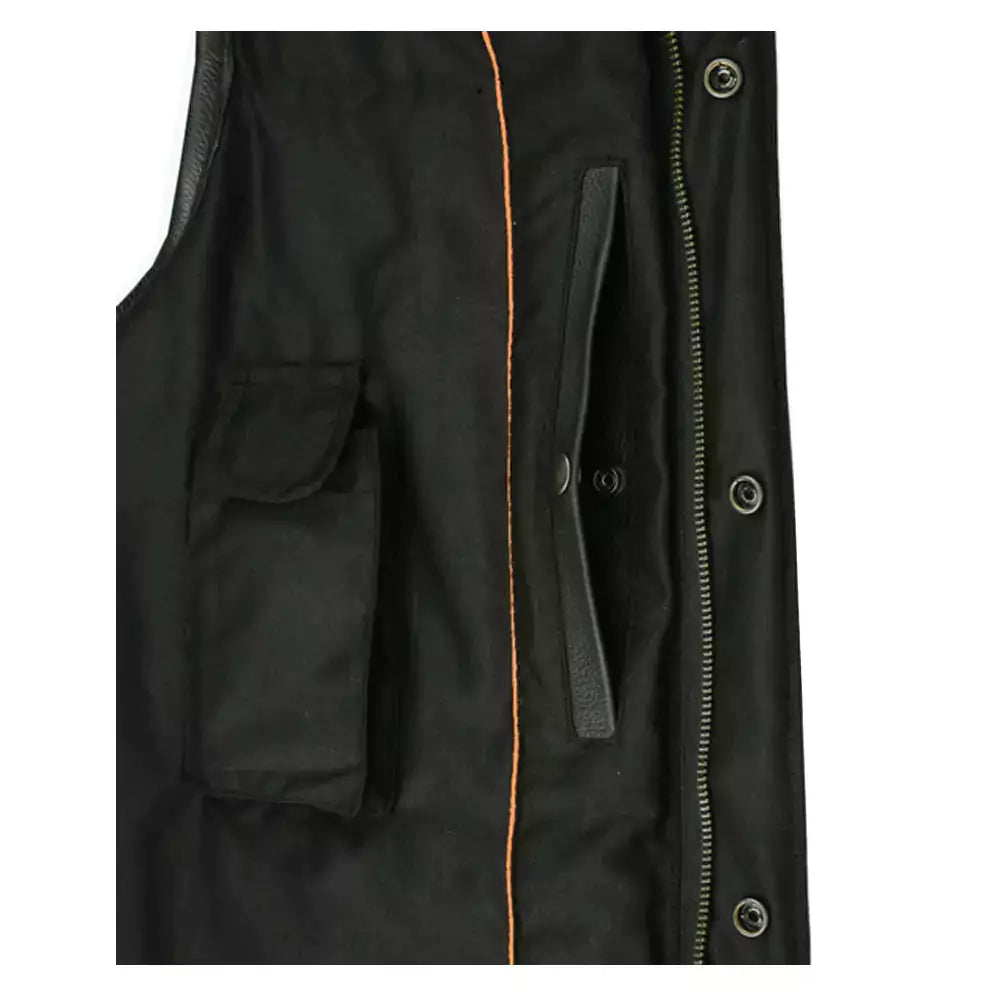 concealed snap closure, milled cowhide, without collar hidden zipper