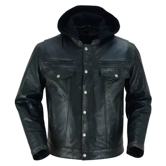Men's Lightweight Drum Dyed Distressed Naked Lambskin Jacket MC10110