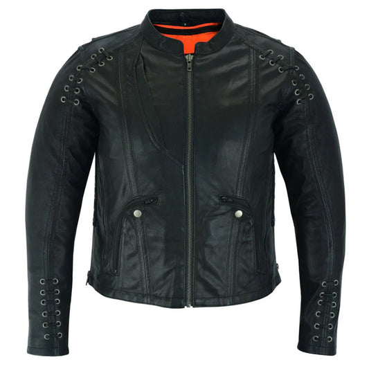 WOMEN'S STYLISH JACKET WITH GROMMET AND LACING ACCENTS MC30102