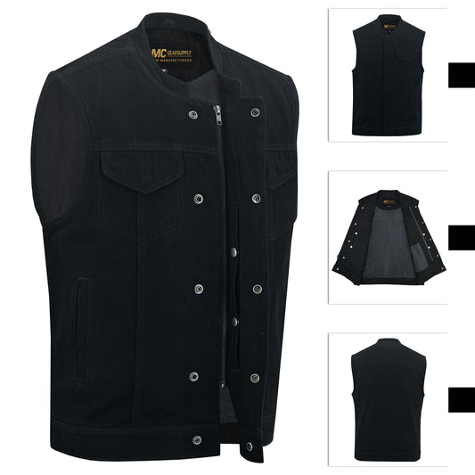 Broches ocultos, material vaquero negro, cremallera oculta, sin cuello MC20121