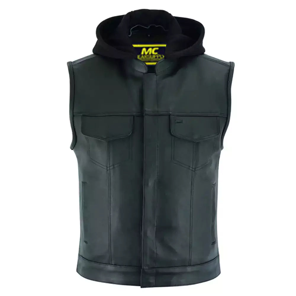 concealed snaps, premium naked cowhide, removable hood & hidden zipper