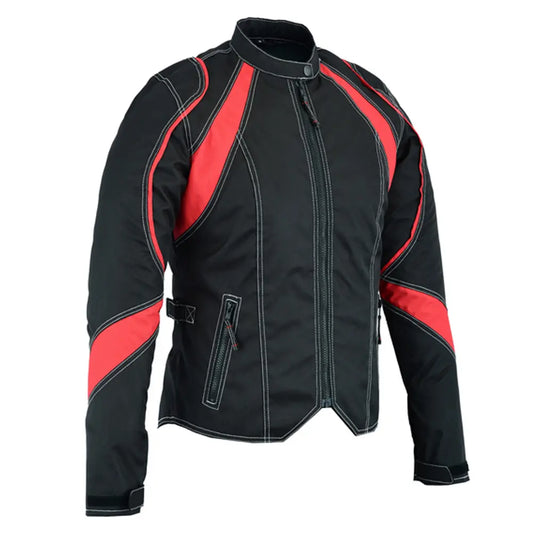 MC30202 WOMEN’S EMBROIDERED CROWN RIDING JACKET - RED