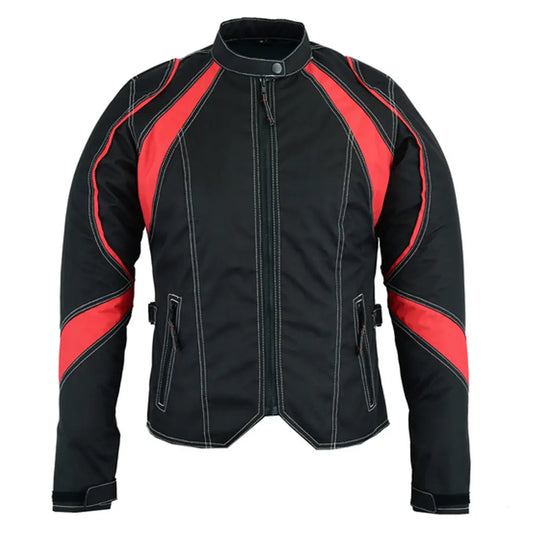 MC30202 WOMEN’S EMBROIDERED CROWN RIDING JACKET - RED