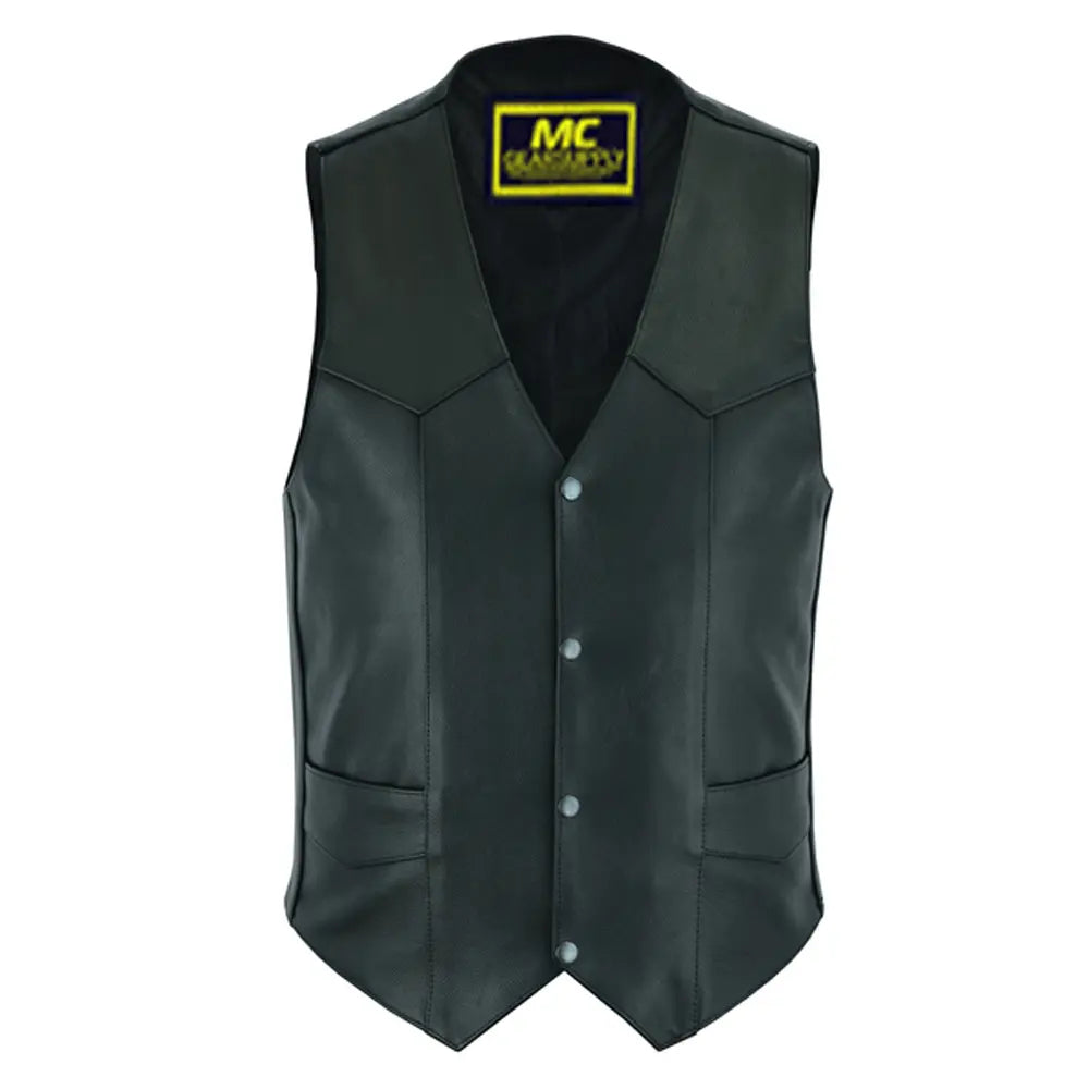 mens plain side economy vest mens black leather motorcycle vests for sale