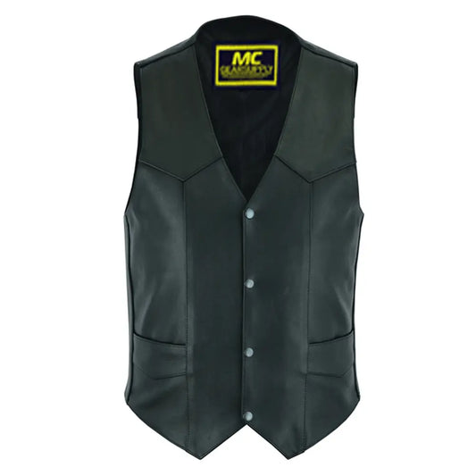 mens plain side economy vest mens black leather motorcycle vests for sale