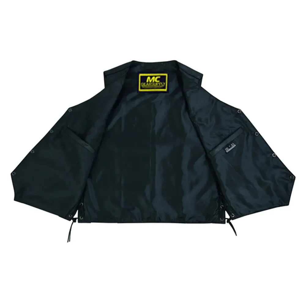 mens side lace economy vest mens black leather motorcycle vests for sale