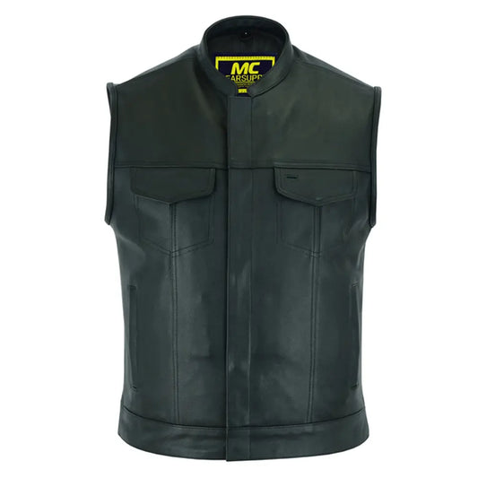 MC20151 CONCEALED SNAP CLOSURE, MILLED COWHIDE, SCOOP COLLAR & HIDDEN ZIPPER