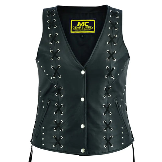 MC40121 WOMEN’S OPEN NECK VEST WITH LACING DETAILS