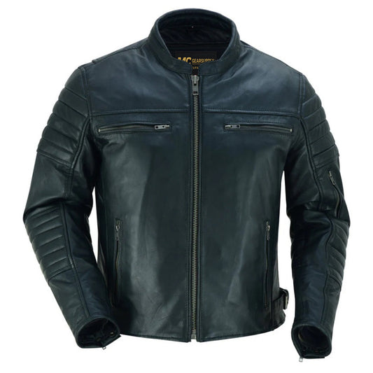 Men’s Lightweight Drum Dyed Naked Lambskin Crossover Scooter Jacket MC10117