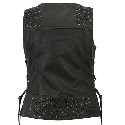 WOMEN’S VEST WITH GROMMET AND LACING ACCENTS MC40104