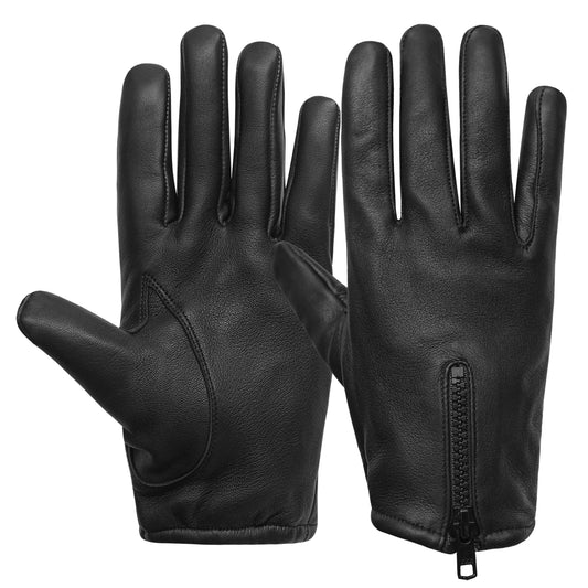 Men's Deerskin Black Leather Lightweight Motorcycle Riders Gloves