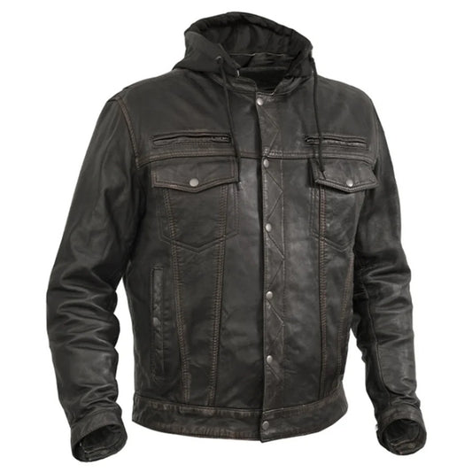 Men's Lightweight Drum Dyed Distressed Naked Lambskin Jacket MC10110