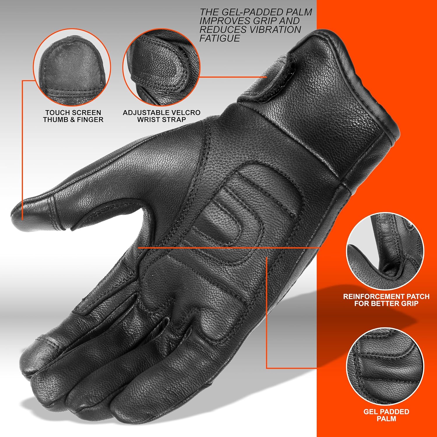 mac gear MC Gear Supply Men's Lightweight Classic Cruiser Leather Motorcycle Gl