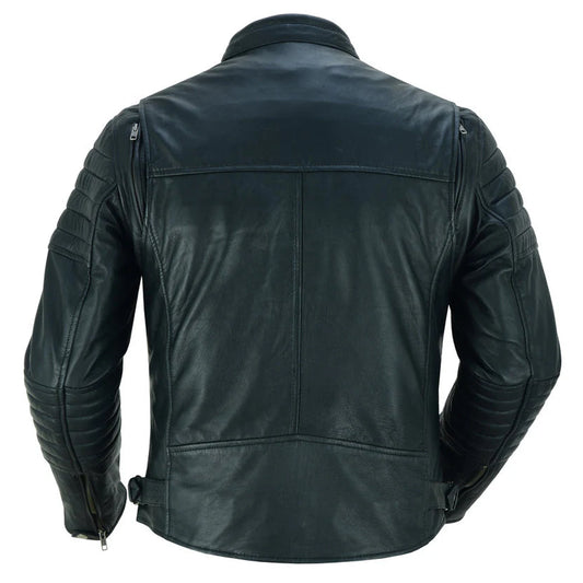 Men’s Lightweight Drum Dyed Naked Lambskin Crossover Scooter Jacket MC10117
