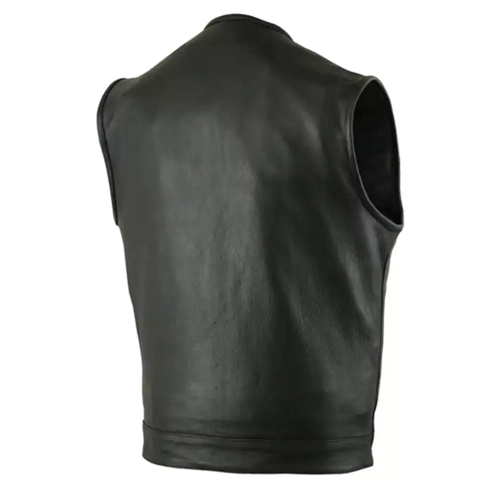 Concealed Snap Closure, Milled Cowhide, Without Collar & Hidden Zipper