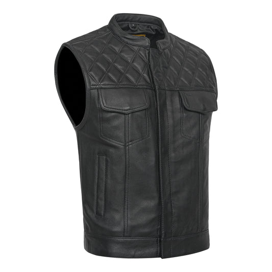 Diamond Pattern Club Vest with Premium Plush Naked Leather MC20112