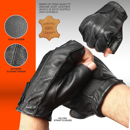 Premium Fingerless Leather Gloves - Unleash Your Grip and Style MC60145