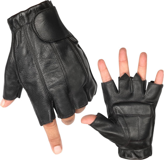Premium Fingerless Leather Gloves - Unleash Your Grip and Style MC60145