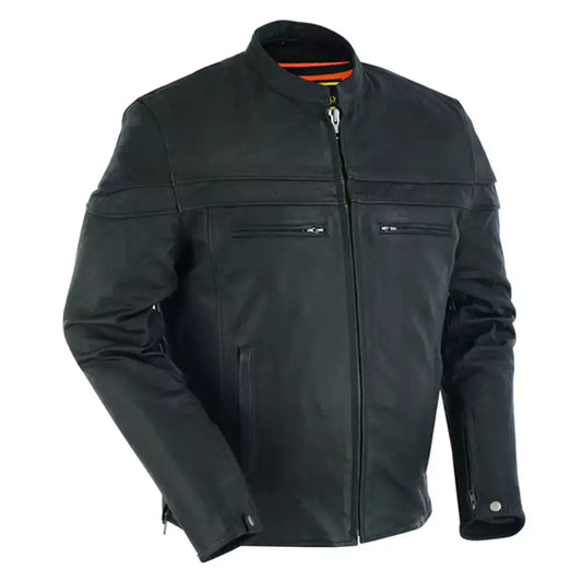 Men's Sporty Lightweight Leather Cross Over Jacket MC10101