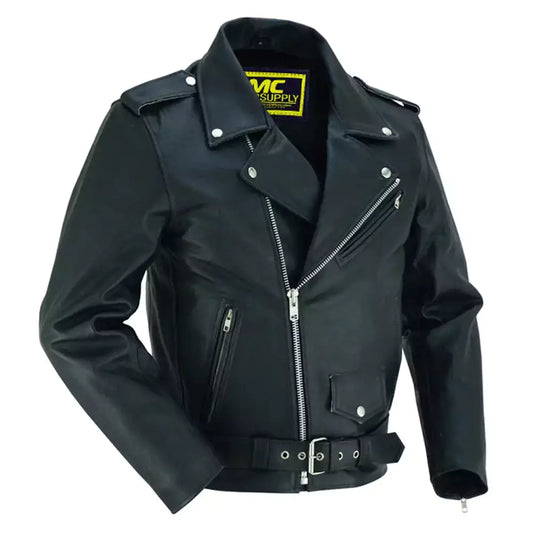 Chaqueta de cuero de motociclista clásica de motocicleta económica MC10102