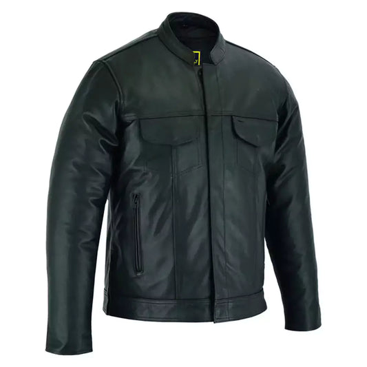 Men's Full Cut Leather Shirt With Zipper MC10105