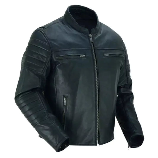 Men’s Lightweight Drum Dyed Naked Lambskin Crossover Scooter Jacket MC10110