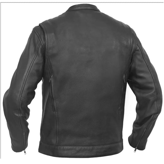 Mandarin Men's Leather Motorcycle Jacket