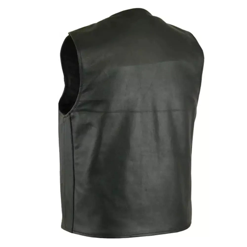 Mens Single Back Panel Concealed Carry Vest Buffalo Nickel Head Snaps